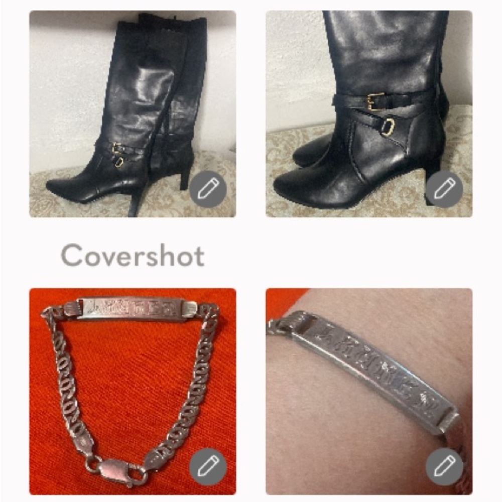 RLL👢Leather sz7B+LAUREN 925 thick sterling retro bracelet 7”